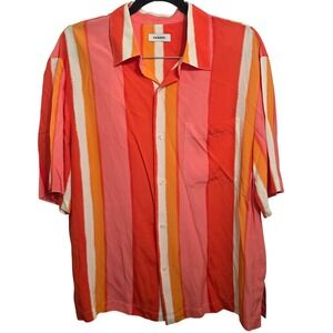 Sandro Mens SHPCM00821 E23STRIPES MC Rouge Striped Viscose Shirt XL NWT